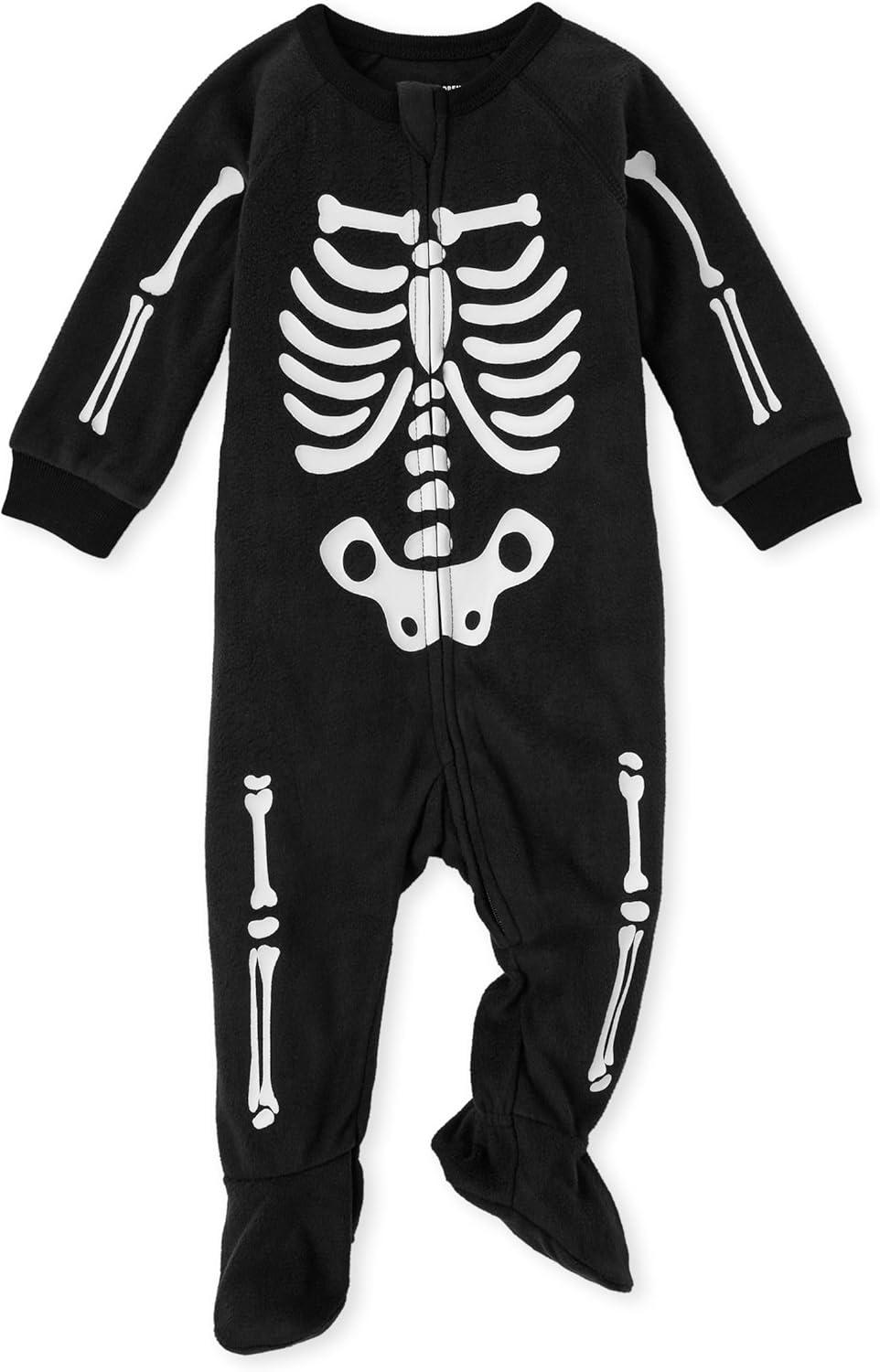 imageThe Childrens Place Baby and Family Matching Fleece Holiday Pajama SetHalloween Skeleton