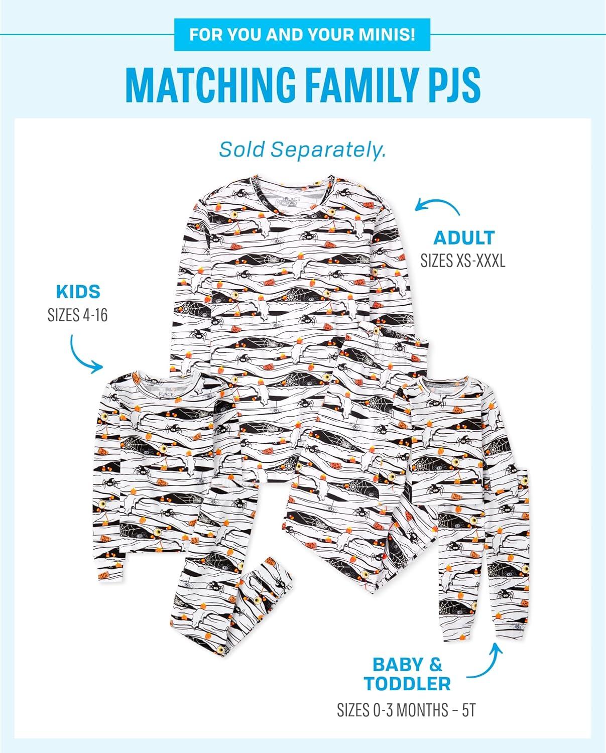 imageThe Childrens Place Family Matching Christmas and Holiday Pajama Sets CottonHalloween Glow Mummy