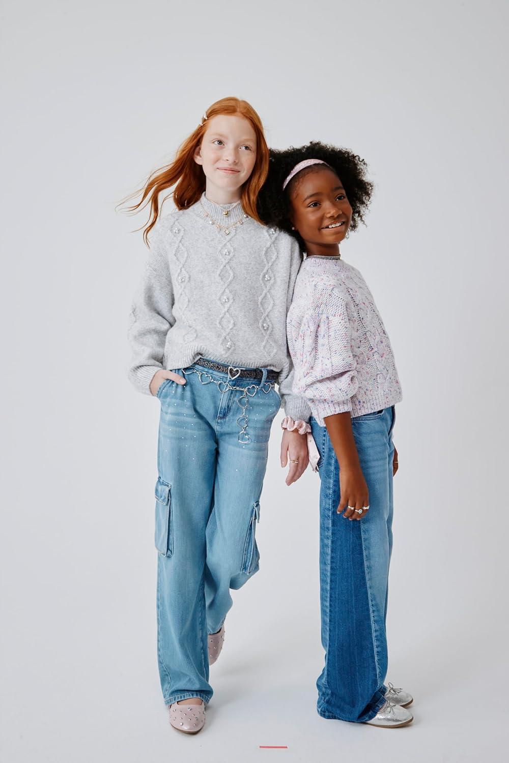 imageThe Childrens Place Girls Long Sleeve Pullover Cable Knit SweaterFading Rose