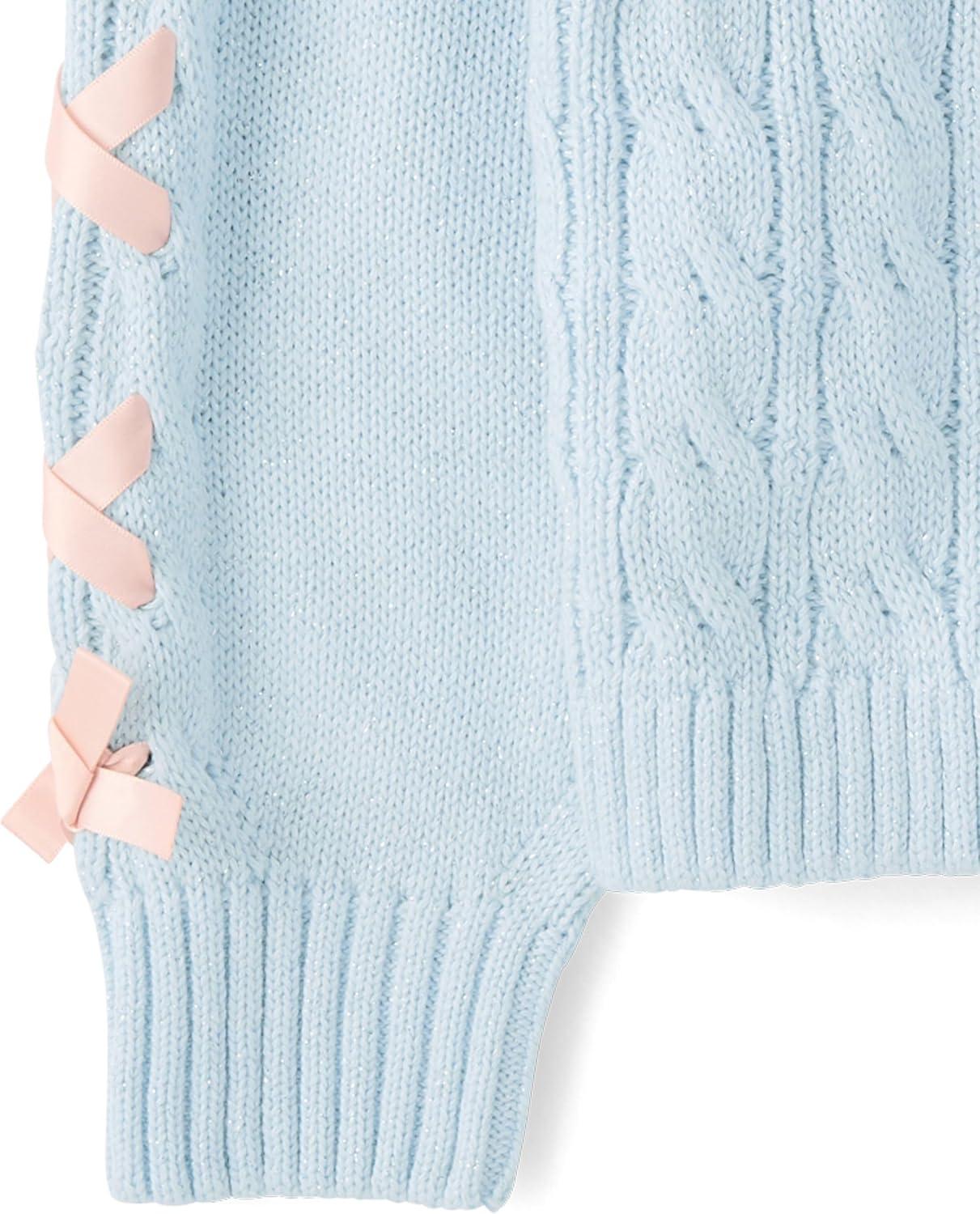 imageThe Childrens Place Girls Long Sleeve Pullover Cable Knit SweaterSoft Sky Ribbon