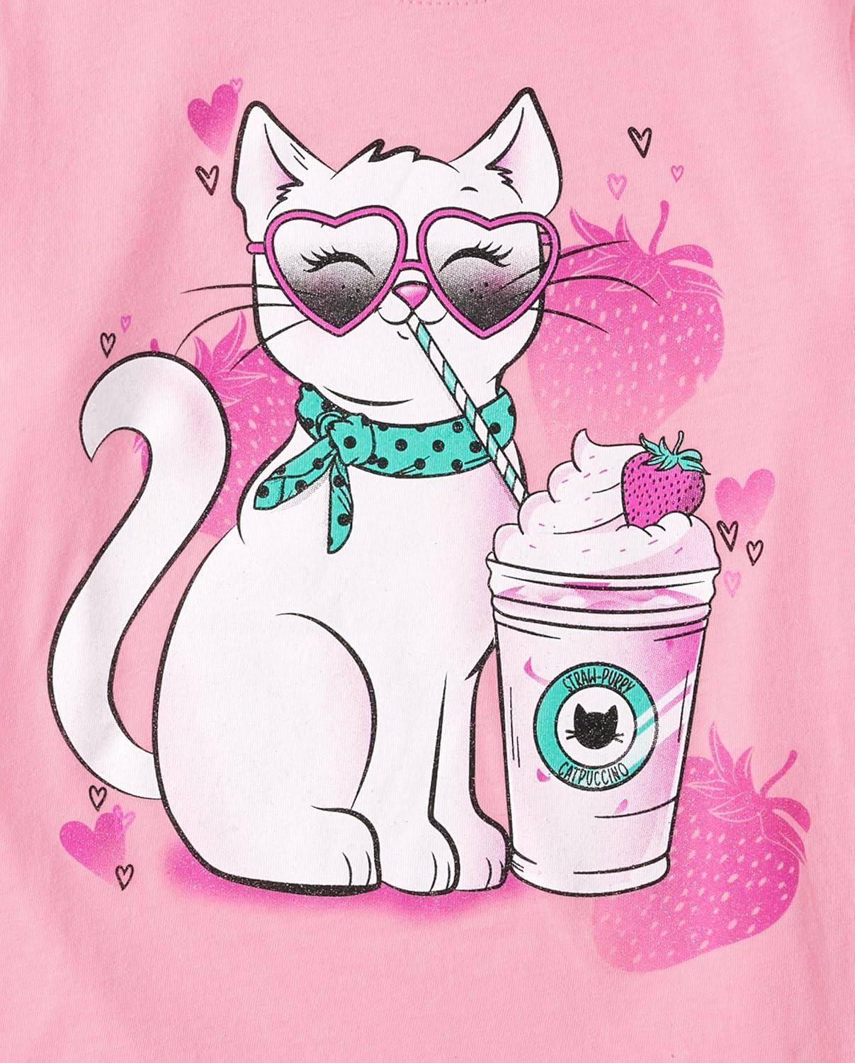 imageThe Childrens Place Girls UnicornsButterfly Short Sleeve Graphic TShirts3 PackCatUnicornButterfly Flowers