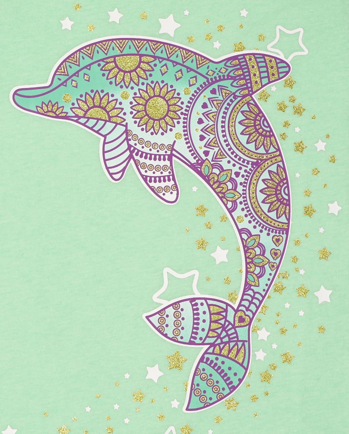 imageThe Childrens Place Girls UnicornsButterfly Short Sleeve Graphic TShirts3 PackCheetahDolphinUnicorn