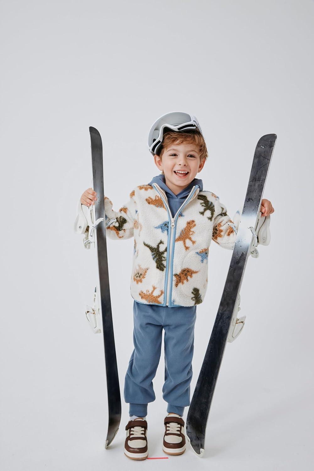 imageThe Childrens Place boys And Toddler Long Sleeve Sherpa Fleece Full Zip JacketDino Haystack