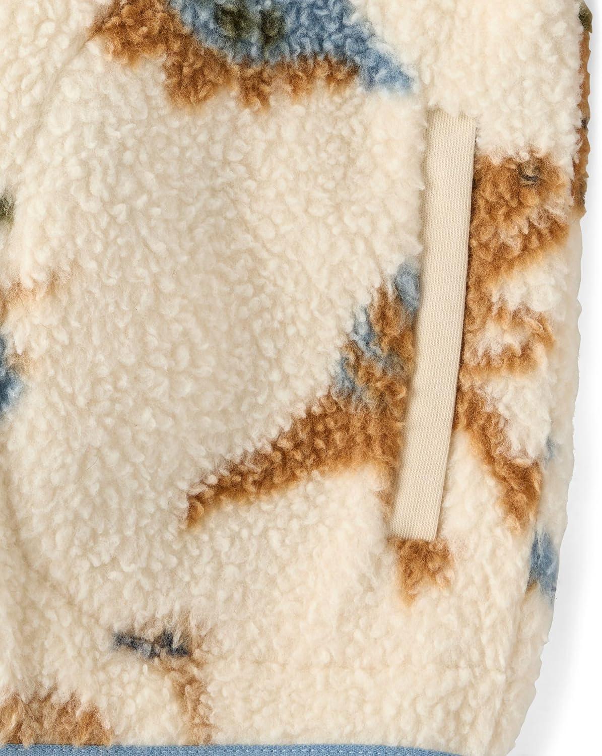 imageThe Childrens Place boys And Toddler Long Sleeve Sherpa Fleece Full Zip JacketDino Haystack