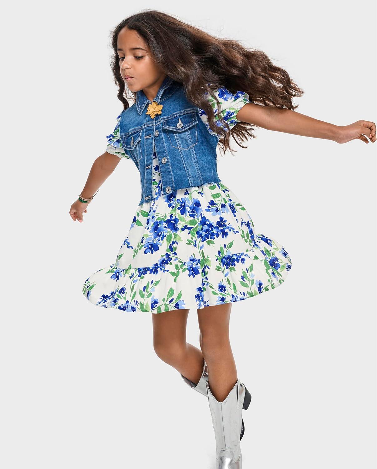 imageThe Childrens PlaceShort Sleeve Fashion DressRenew Blue Floral
