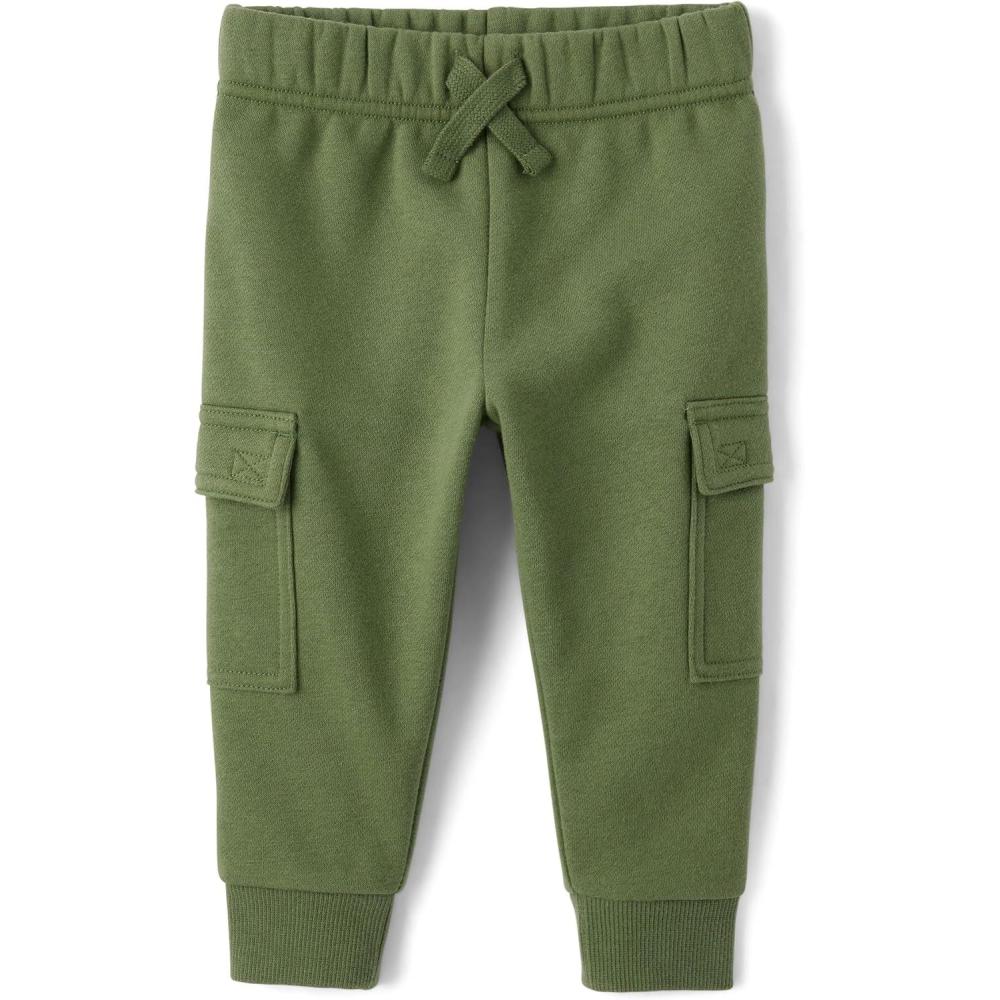 imageAnd Toddler Boy Active Striped Fleece Jogger Pants 2packOlive Cargo