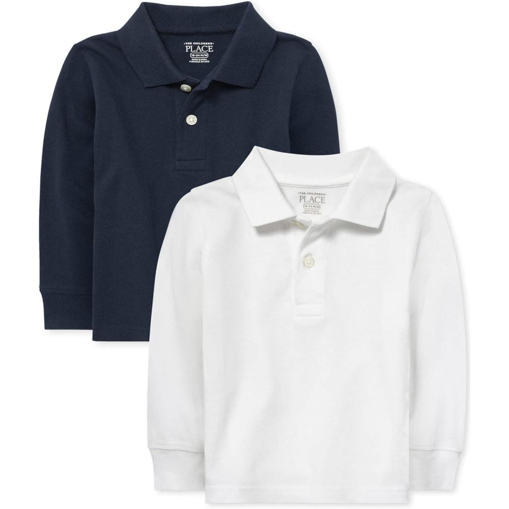 imageThe Childrens Place Baby Boys Uniform Pique Polo 2 PackNauticoWhite 2pack