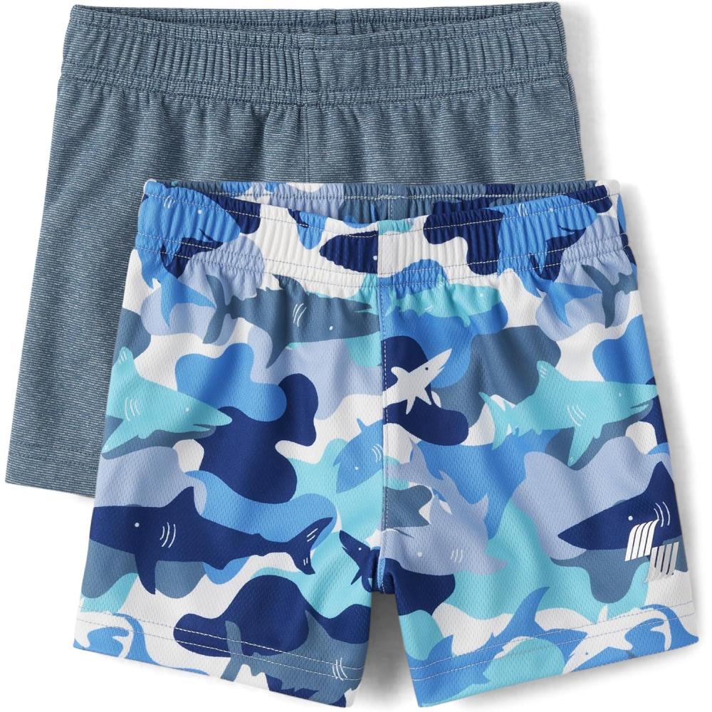 imageThe Childrens Place Baby Boys and Toddler Active Knit ShortsBlueShark 2pack