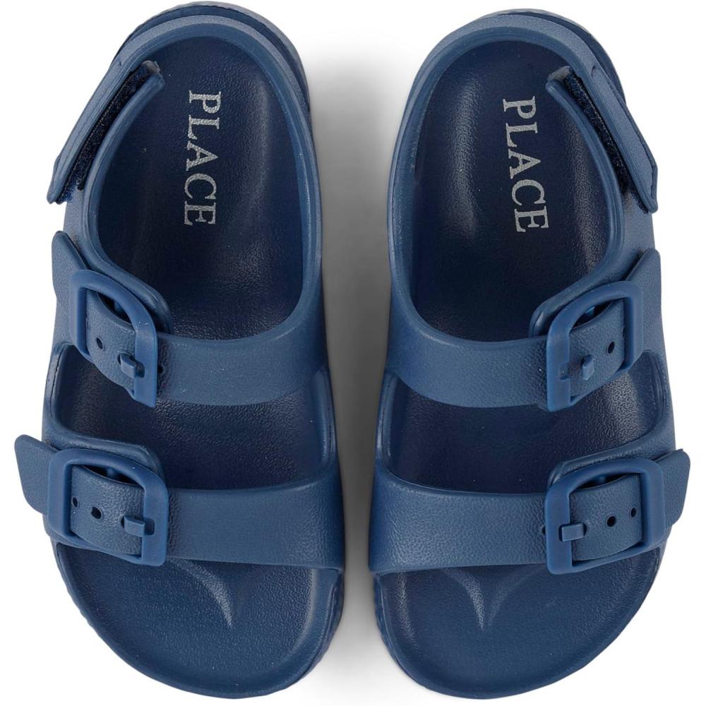 imageThe Childrens Place Baby Boys and Toddler Everyday Double Buckle Slide Sandals with BackstrapDk Blue