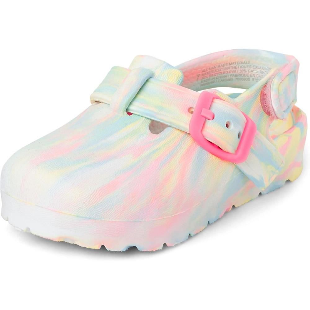 imageThe Childrens Place Baby Girl and Toddler Closed Toe Clogs with Backstrap Sandal MultcolorRainbow Tie Dye