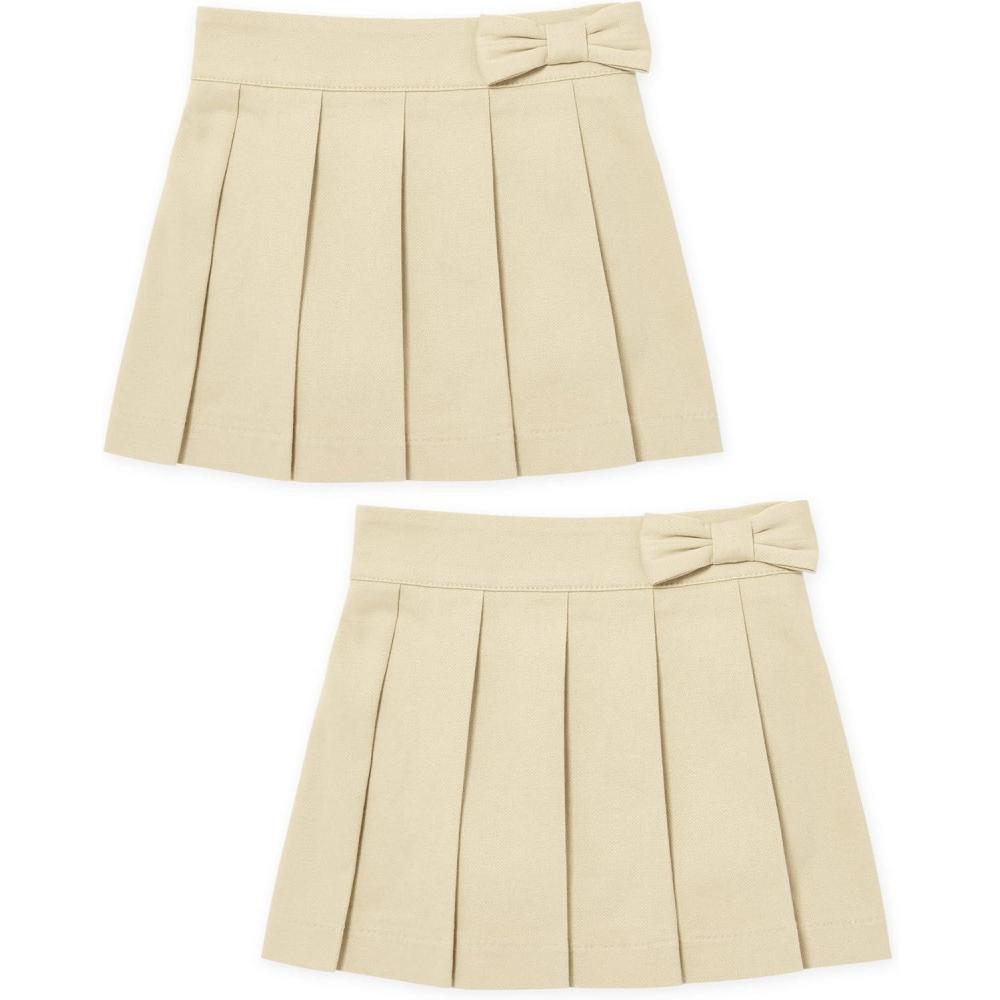 imageThe Childrens Place Baby Girls Uniform Bow Pleated Skort 2 PackSandy 2pack