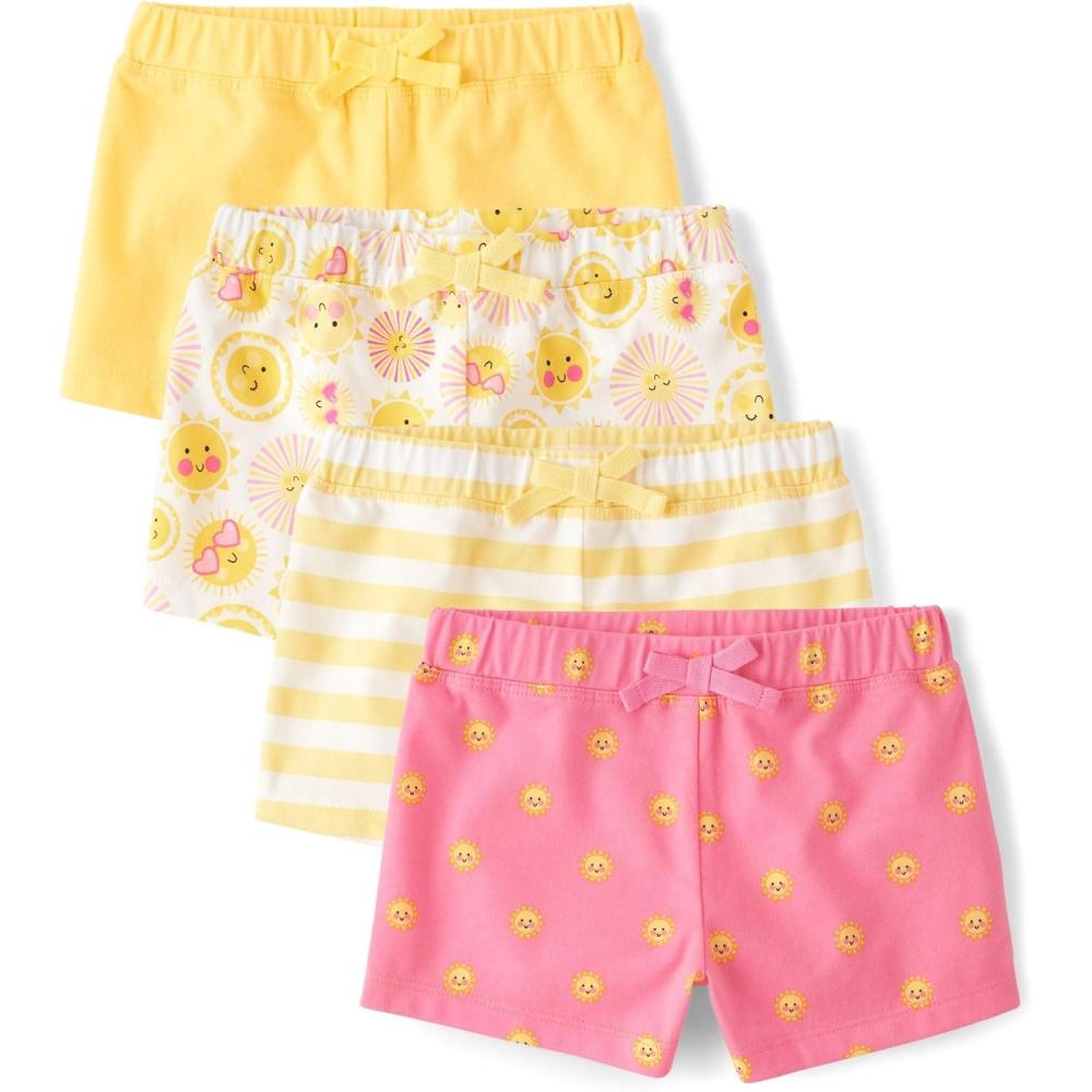 imageThe Childrens Place Baby Girls and Toddler Assorted Knit ShortsSun Valley 4pack