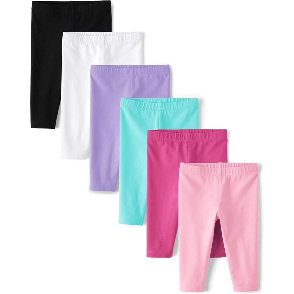 imageThe Childrens Place Baby Girls and Toddler Capri Leggings MultipacksAssorted Solids 6pack