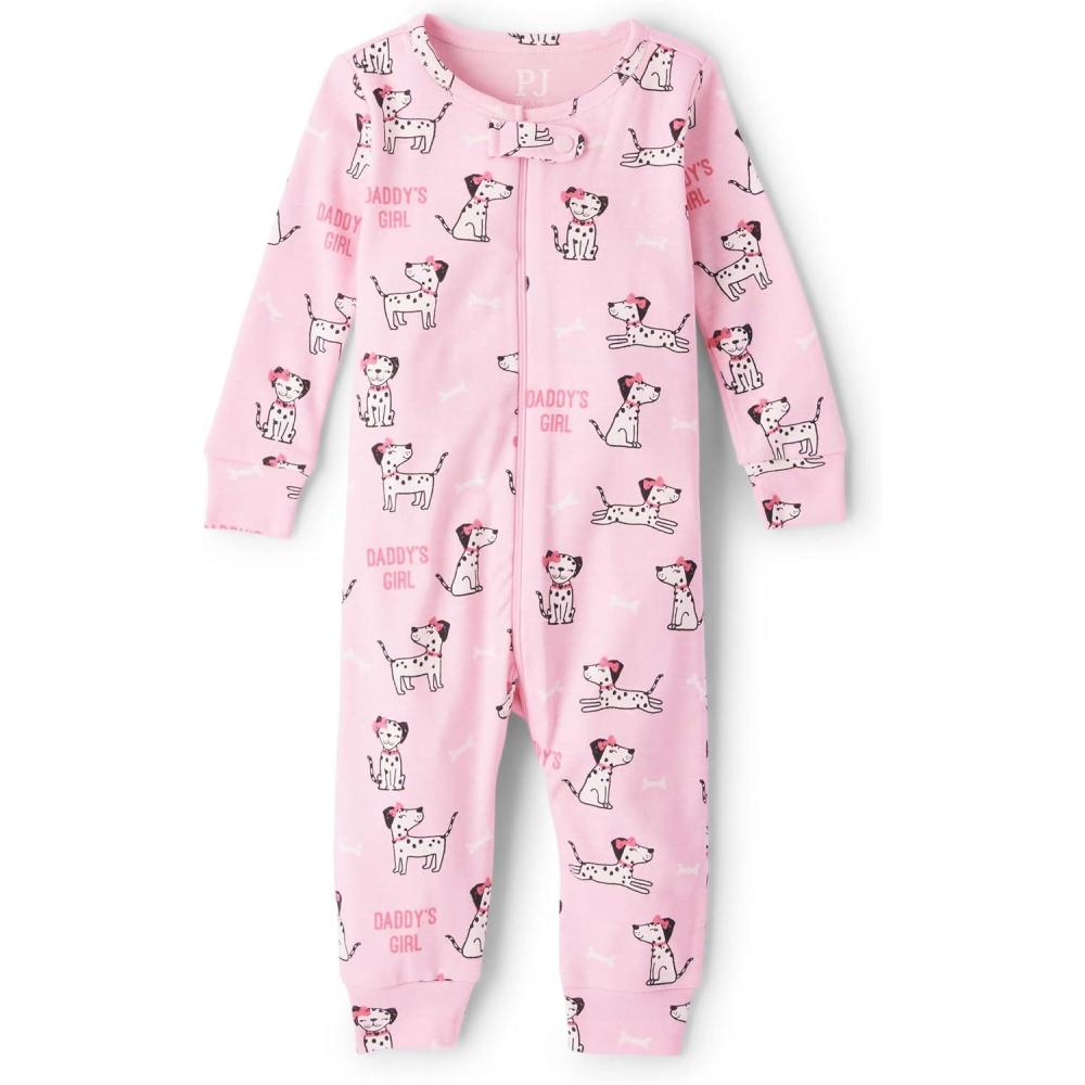 imageThe Childrens Place Baby Girls and Toddler Long Sleeve 100 Cotton ZipFront One Piece Footed PajamaPuppy