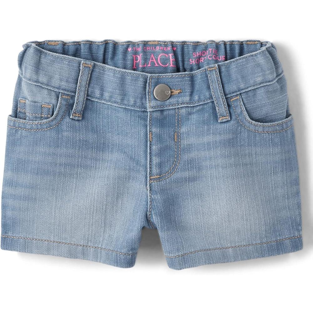 imageThe Childrens Place Baby Toddler Girls Denim Shortie Shorts 3 PackPeony Wash