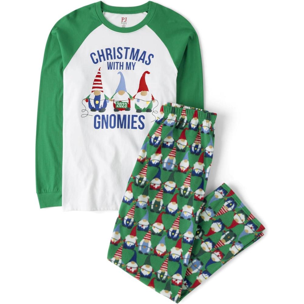 imageThe Childrens Place Baby and Family Matching Fleece Holiday Pajama SetChristmas Gnomies2023