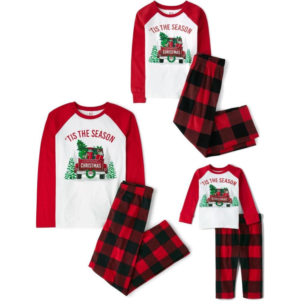 imageThe Childrens Place Baby and Family Matching Fleece Holiday Pajama SetRed Tis the Season