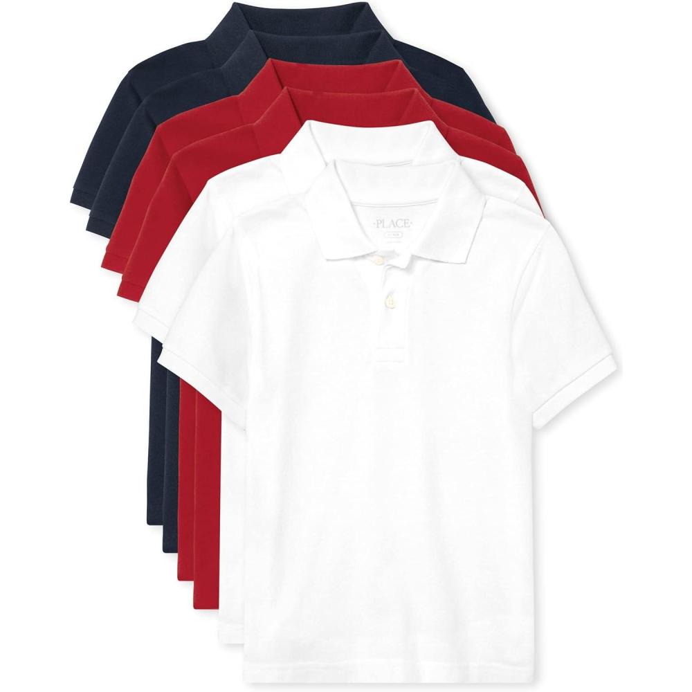 imageThe Childrens Place Baby and Toddler Boys Short Sleeve Polo ShirtNauticoRedWhite