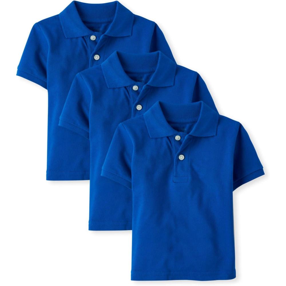 imageThe Childrens Place Baby and Toddler Boys Short Sleeve Polo ShirtRenew Blue 3pack