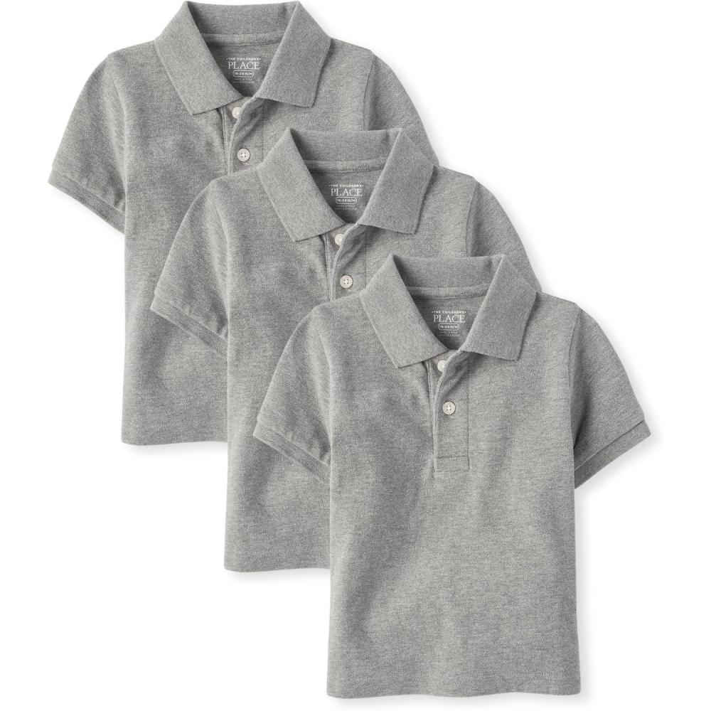 imageThe Childrens Place Baby and Toddler Boys Short Sleeve Polo ShirtSmoke 3pack