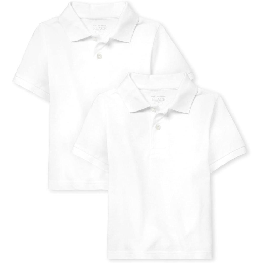 imageThe Childrens Place Baby and Toddler Boys Short Sleeve Polo ShirtWhite 2pack