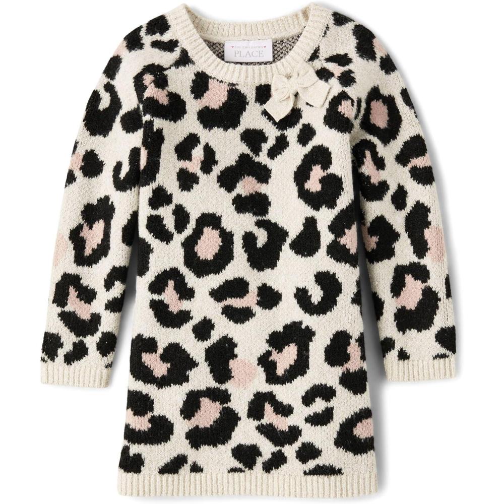 imageThe Childrens Place Baby and Toddler Girls Long Sleeve Sweater DressLeopard