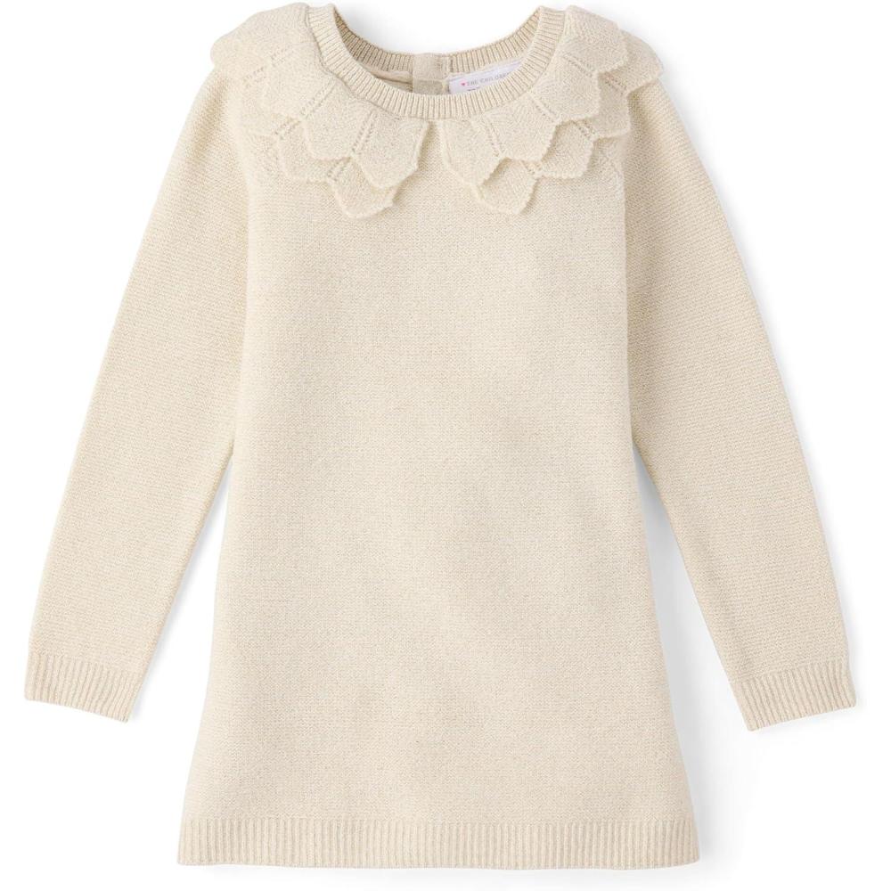 imageThe Childrens Place Baby and Toddler Girls Long Sleeve Sweater DressWhite Daisy