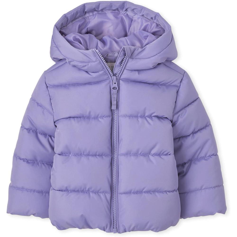 imageThe Childrens Place Baby and Toddler Girls Medium Weight WindResistant WaterResistant Puffer JacketLavender
