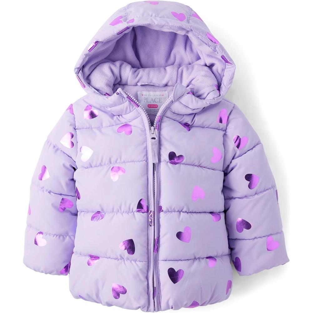 imageThe Childrens Place Baby and Toddler Girls Medium Weight WindResistant WaterResistant Puffer JacketLovely Lavander
