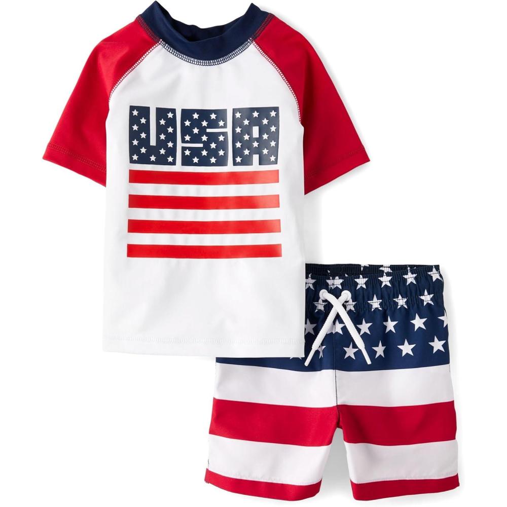 imageThe Childrens Place BabyBoys and Toddler Short Sleeve Rashguard and BottomsUsa