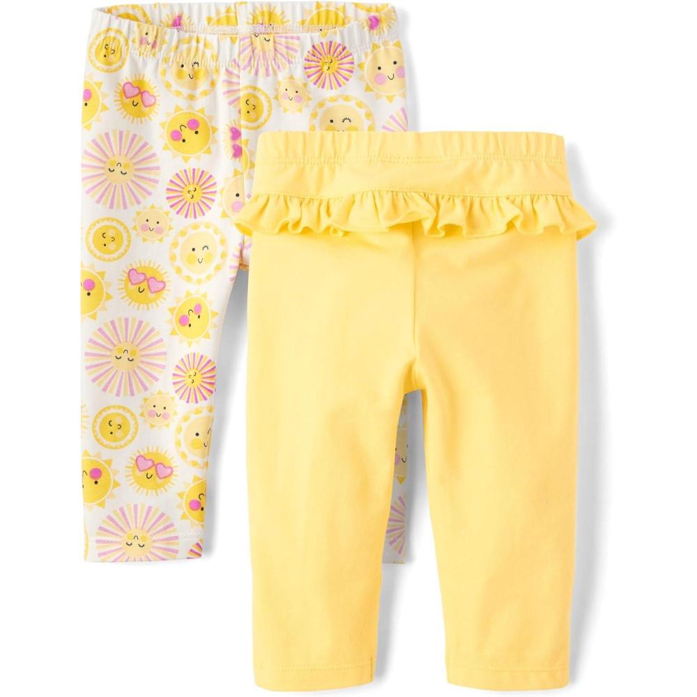 imageThe Childrens Place BabyGirls and Newborn Pull on PantsSunYellow Ruffle 2pack