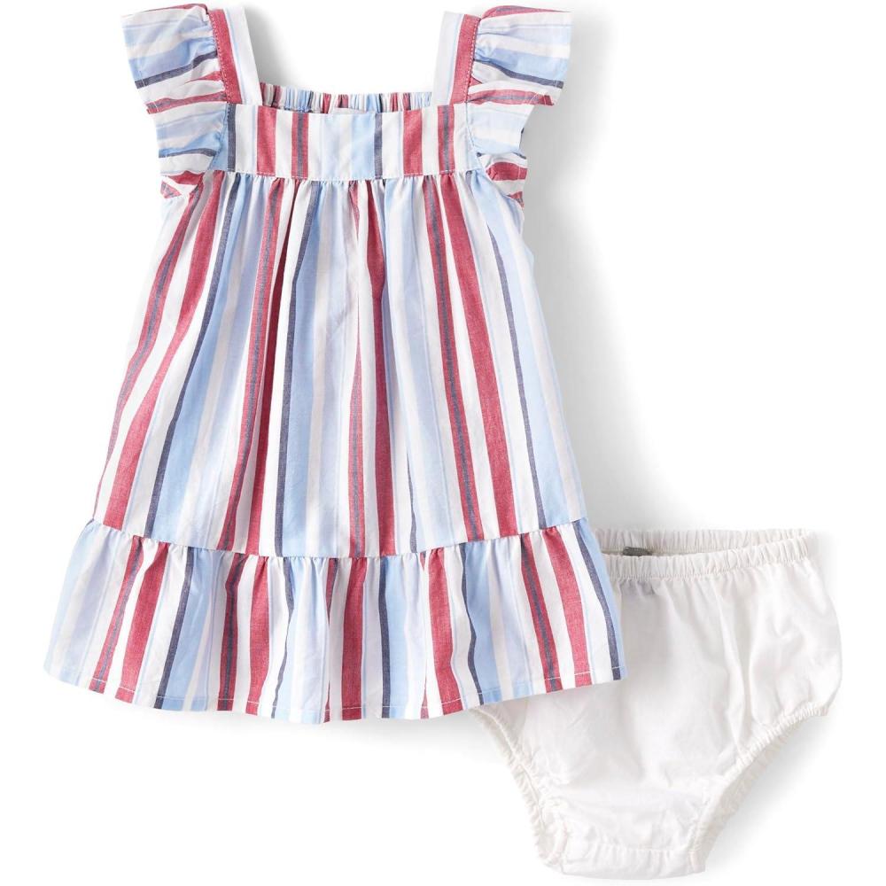 imageThe Childrens Place BabyGirls and Newborn Sleeveless Casual DressRed White and Blue Stripe