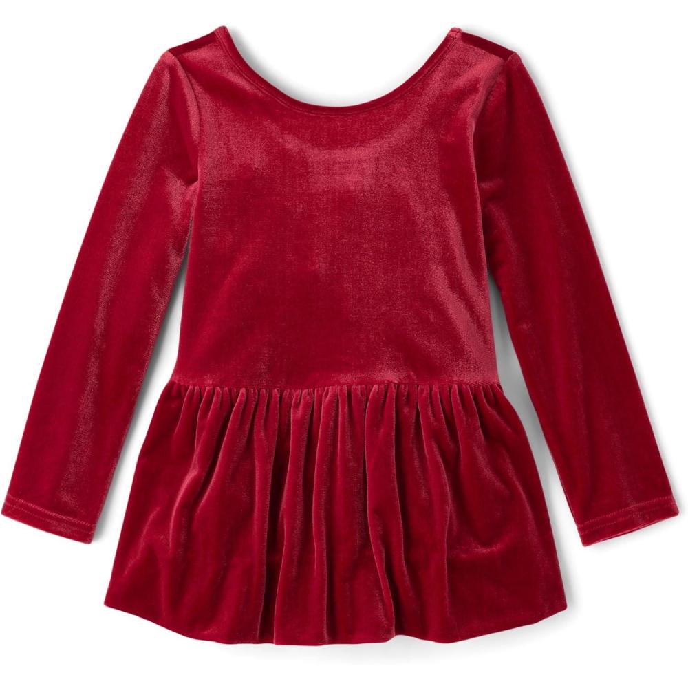 imageThe Childrens Place BabyGirls and Toddler Casual Dress Long SleeveRed Ochre Velour