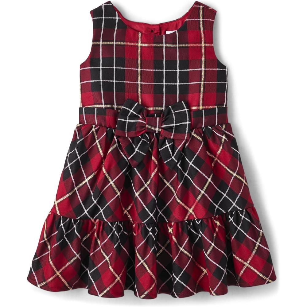 imageThe Childrens Place BabyGirls and Toddler Dressy Dress Short SleeveRed Plaid