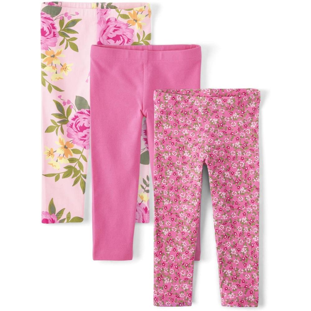imageThe Childrens Place BabyGirls and Toddler Leggings 3PackFrench Rose Floral 3pack