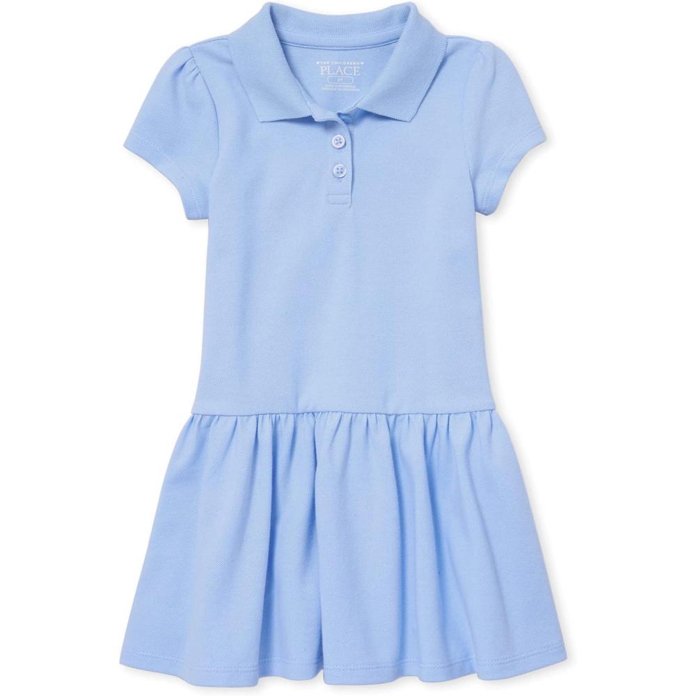 imageThe Childrens Place BabyGirls and Toddler Short Sleeve Pique Polo Dress Drop WaistBlue