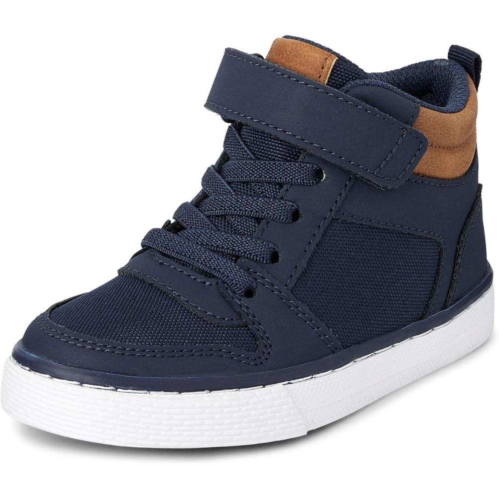 imageThe Childrens Place Boys Casual Lace Up Hi Top SneakersNavy