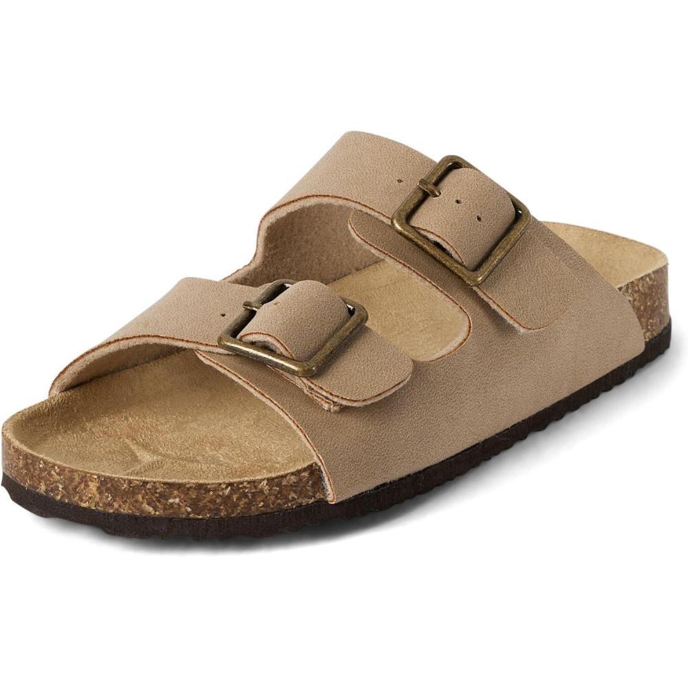 imageThe Childrens Place Boys Casual Slip on Double Buckle Slide SandalsTan