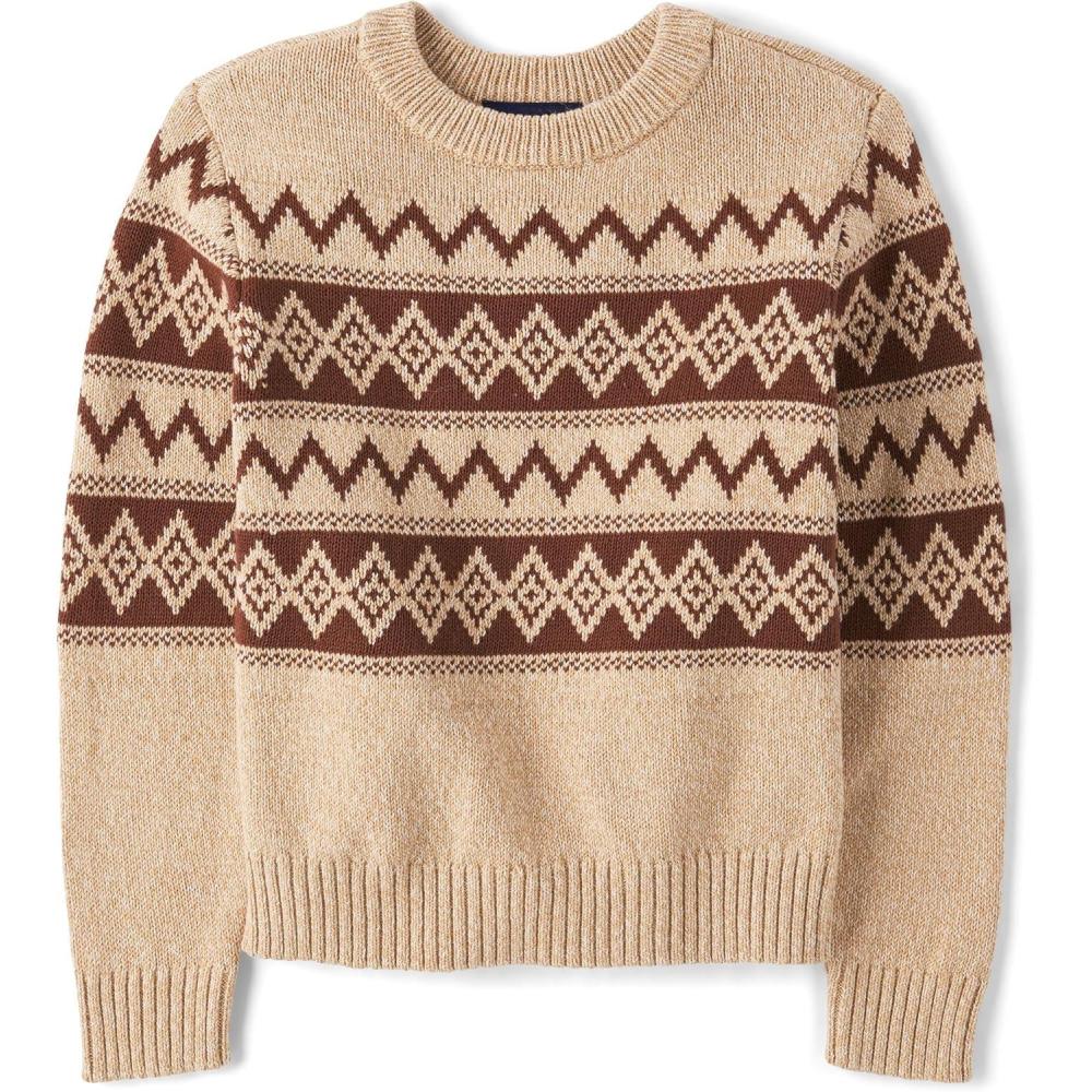 imageThe Childrens Place Boys Long Sleeve Crew Neck Pullover SweaterTerra Fairisle