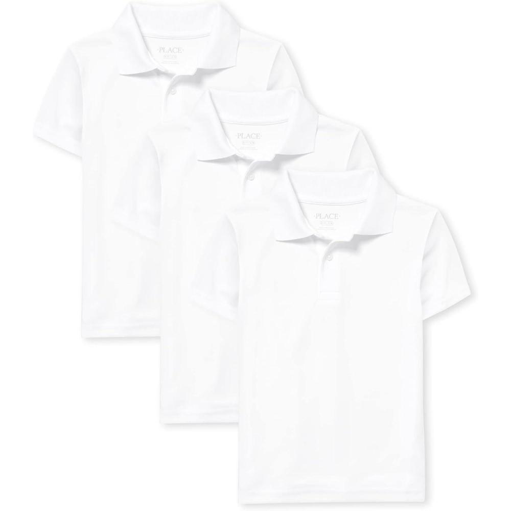 imageThe Childrens Place Boys Multipack Short Sleeve Performance PolosWhite 3pack