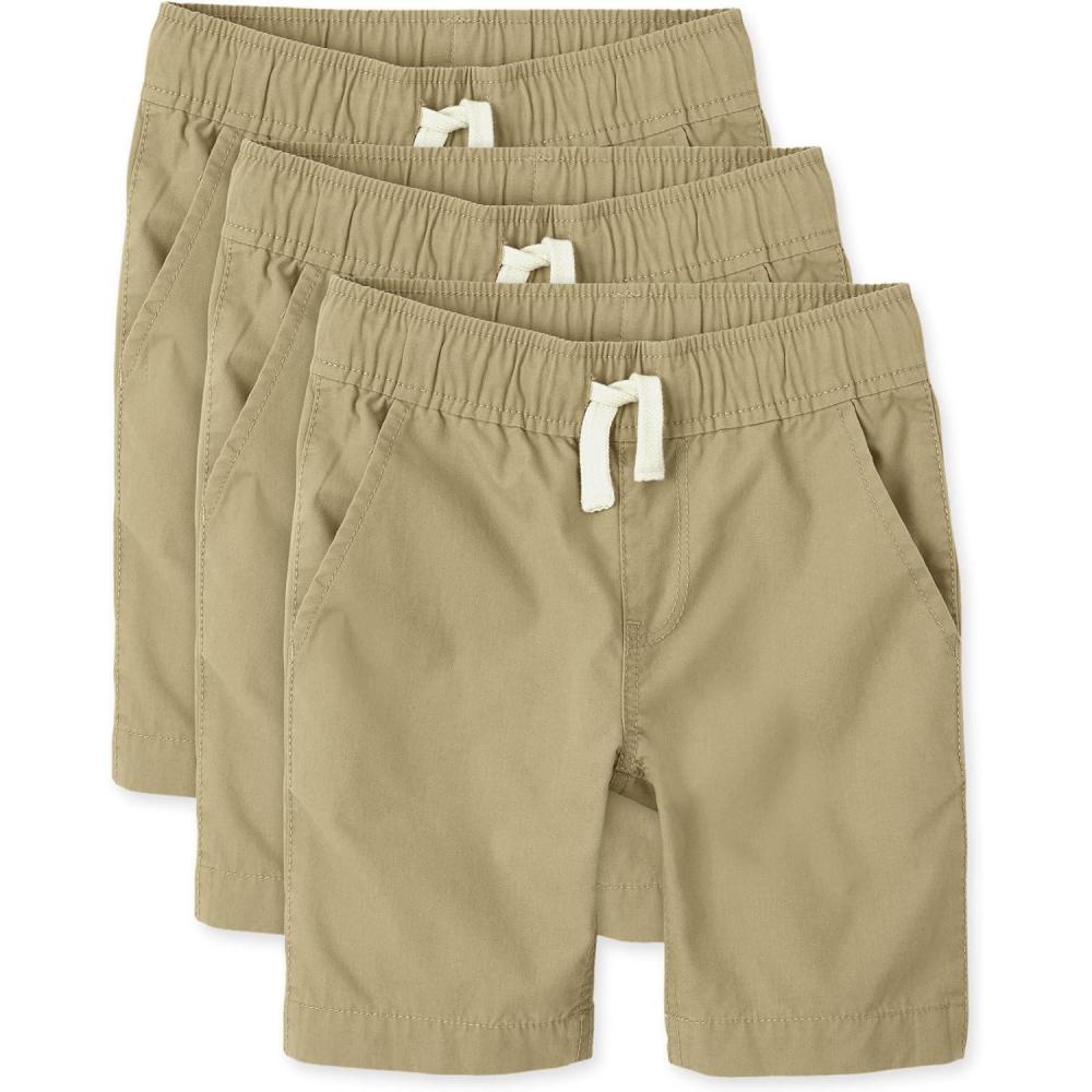 imageThe Childrens Place Boys Pull on Jogger ShortsFlax 3pack