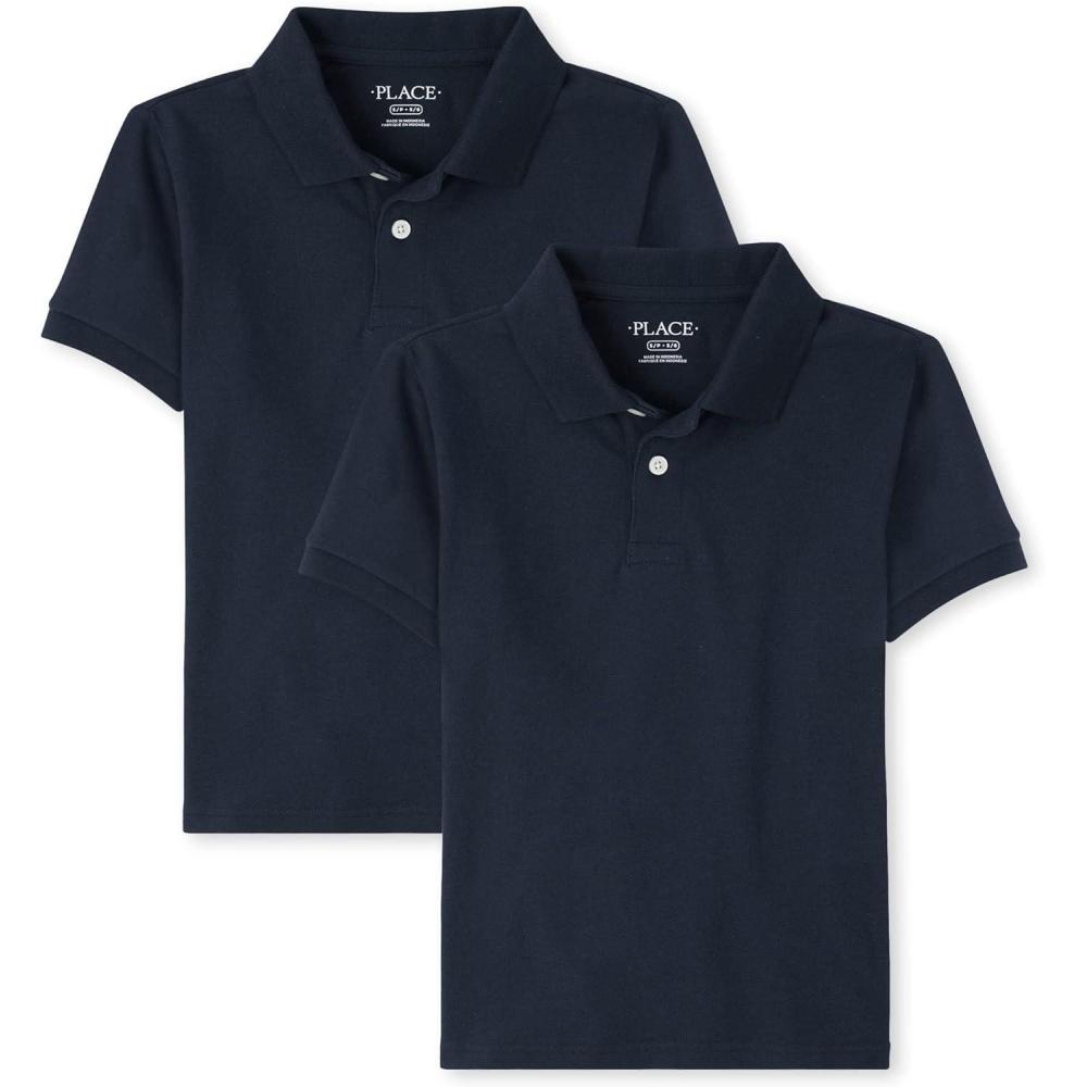 imageThe Childrens Place Boys Short Sleeve Pique Polo 2 PackNautico