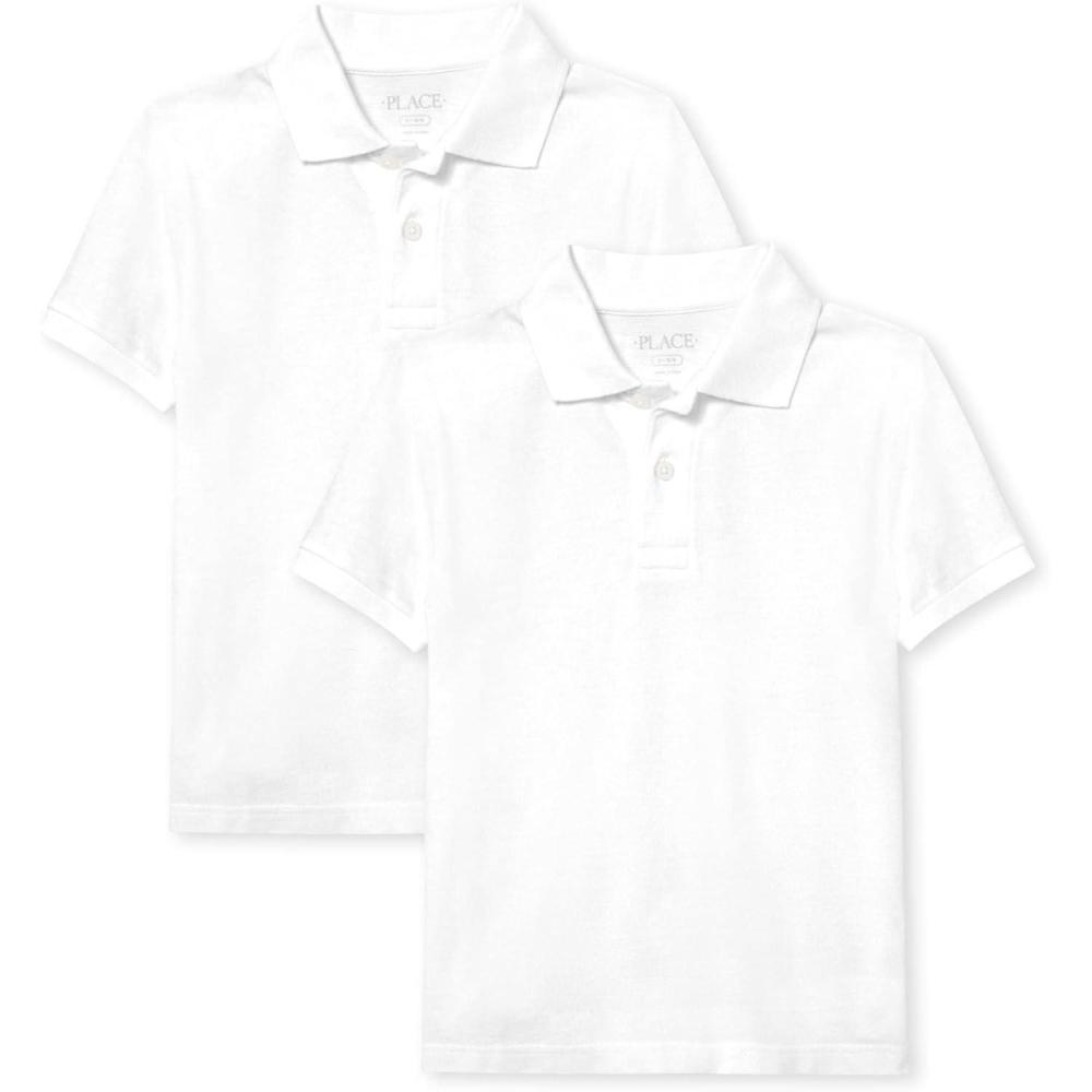 imageThe Childrens Place Boys Short Sleeve Pique Polo 2 PackWhite