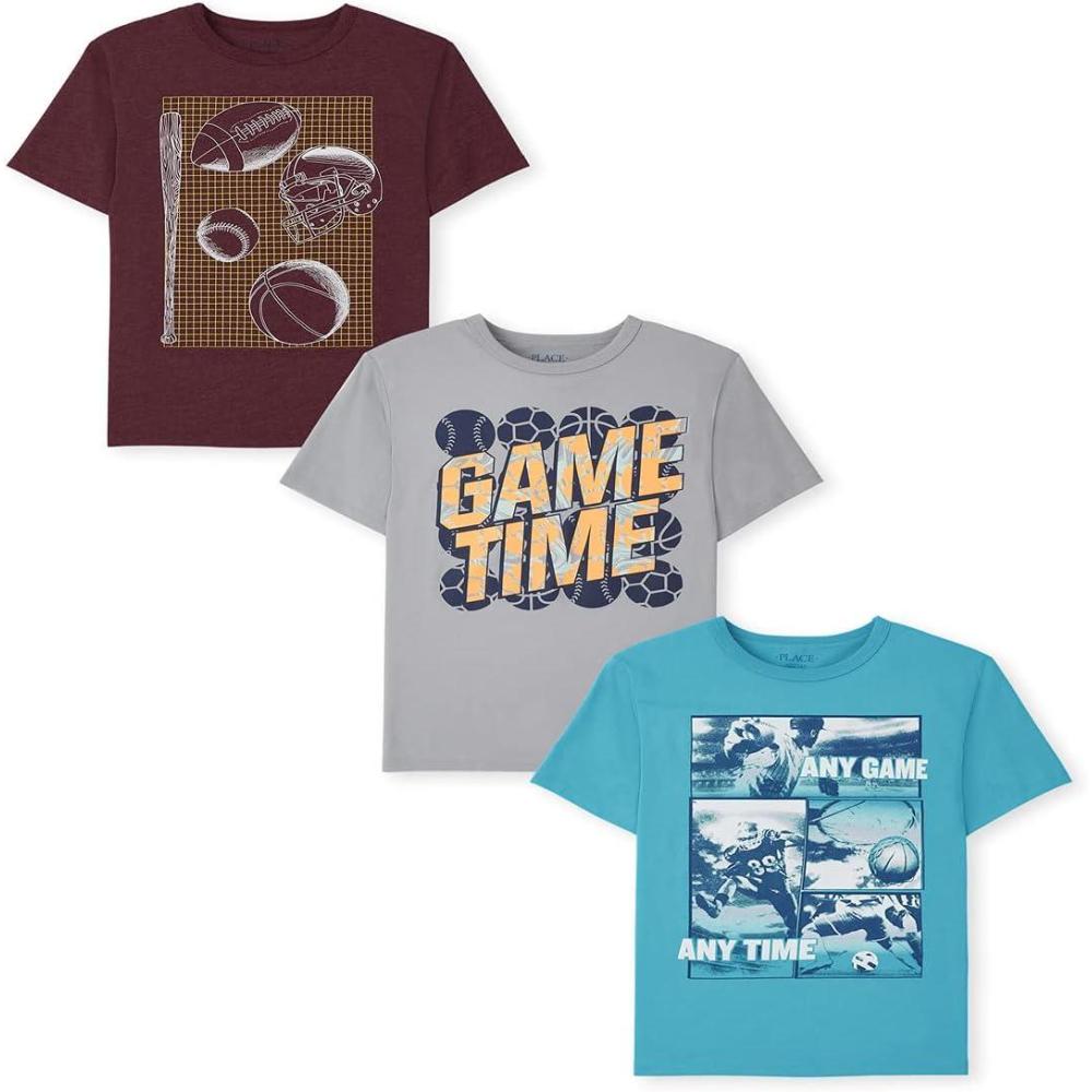imageThe Childrens Place Boys Sports Short Sleeve Graphic TShirts MultipacksMultisport 3pack