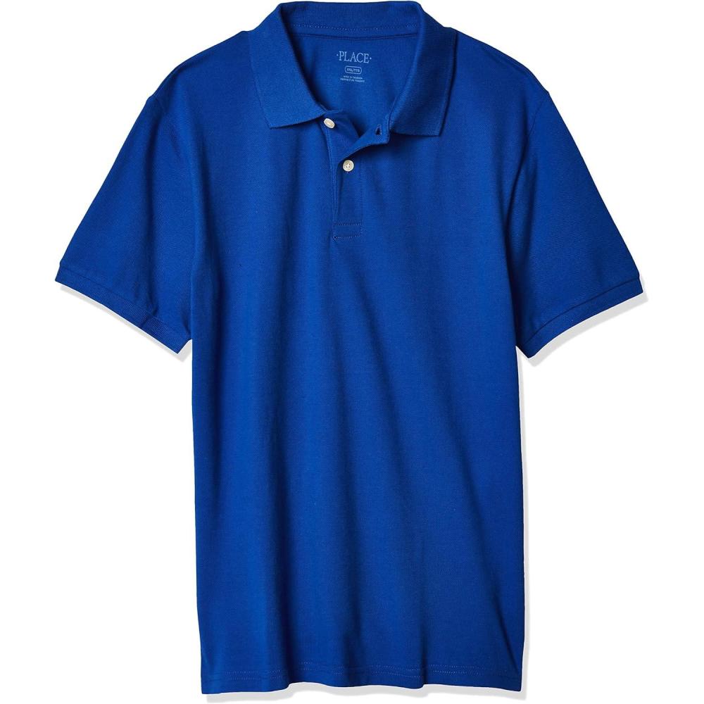 imageThe Childrens Place Boys Uniform Performance PoloRenew Blue Single