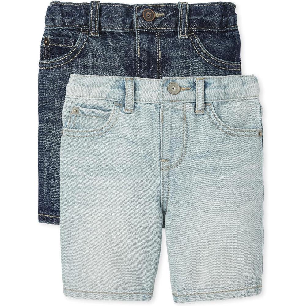 imageThe Childrens Place Boys and Toddler Denim ShortsRigid Dark Wash 2pack