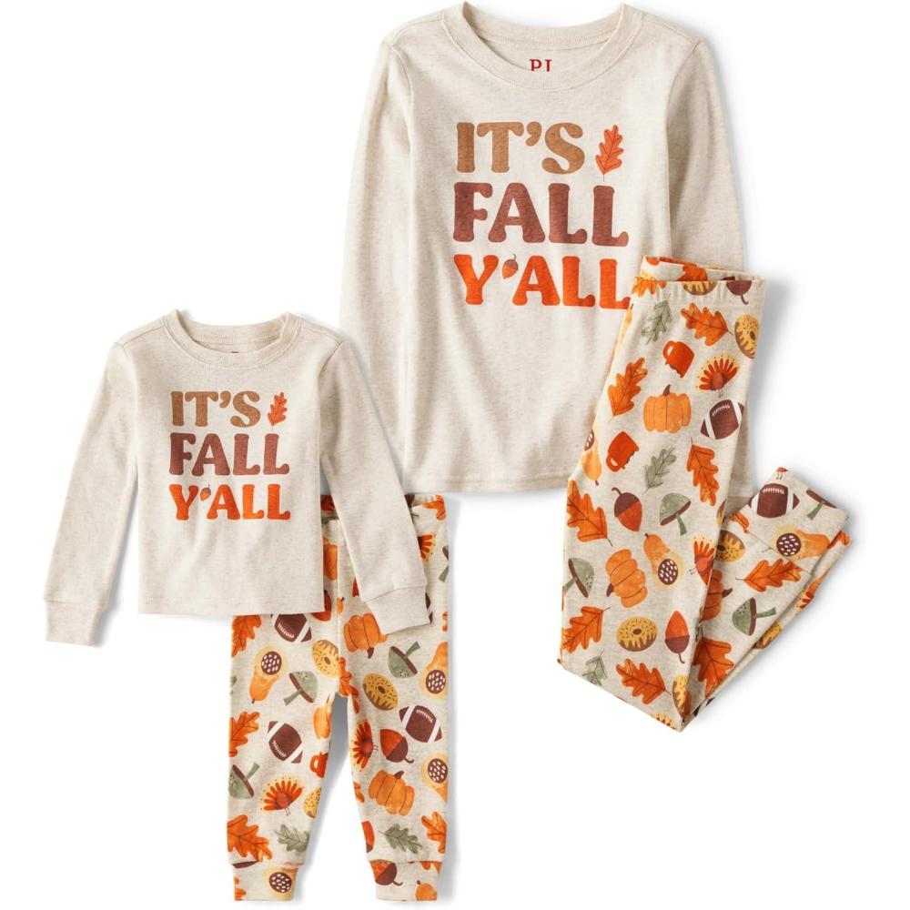 imageThe Childrens Place Family Matching Christmas and Holiday Pajama Sets CottonIts Fall Yall