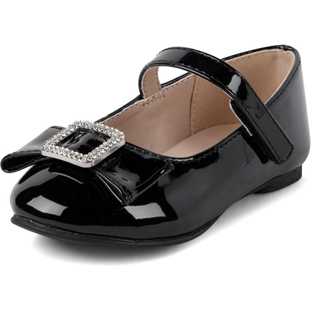 imageThe Childrens Place Girls Baby Toddler Closed Toe Ballet FlatsBlack