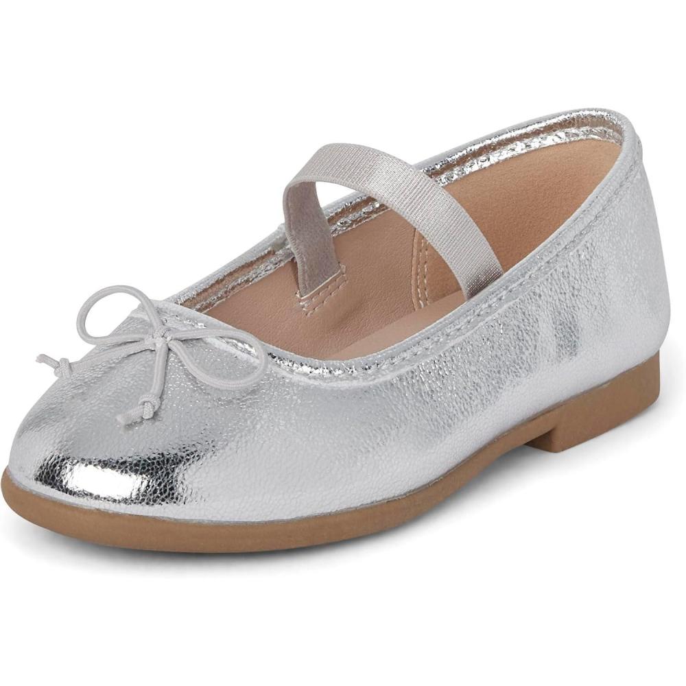 imageThe Childrens Place Girls Baby Toddler Closed Toe Ballet FlatsSilver