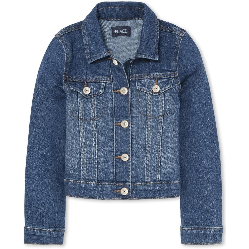 imageThe Childrens Place Girls Basic Denim JacketAzure Wash